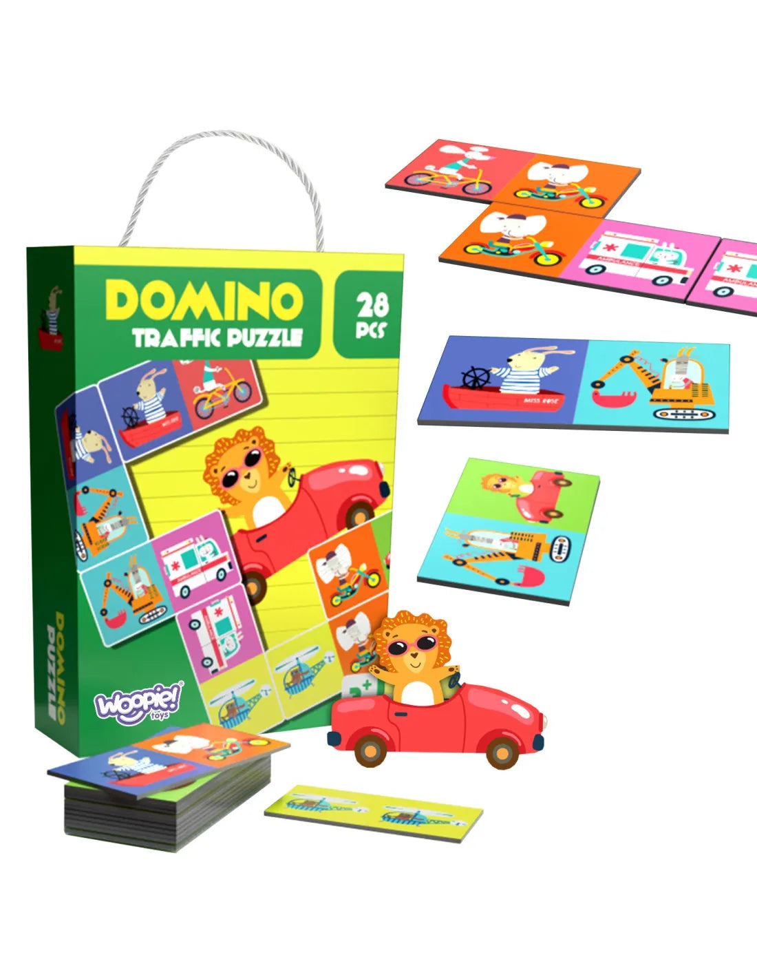 WOOPIE Montessori edukacinis žaidimas „Transportas ir gyvūnai“ – domino dėlionė